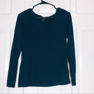 Ann Taylor LOFT Long Sleeve Navy Blue Shirt